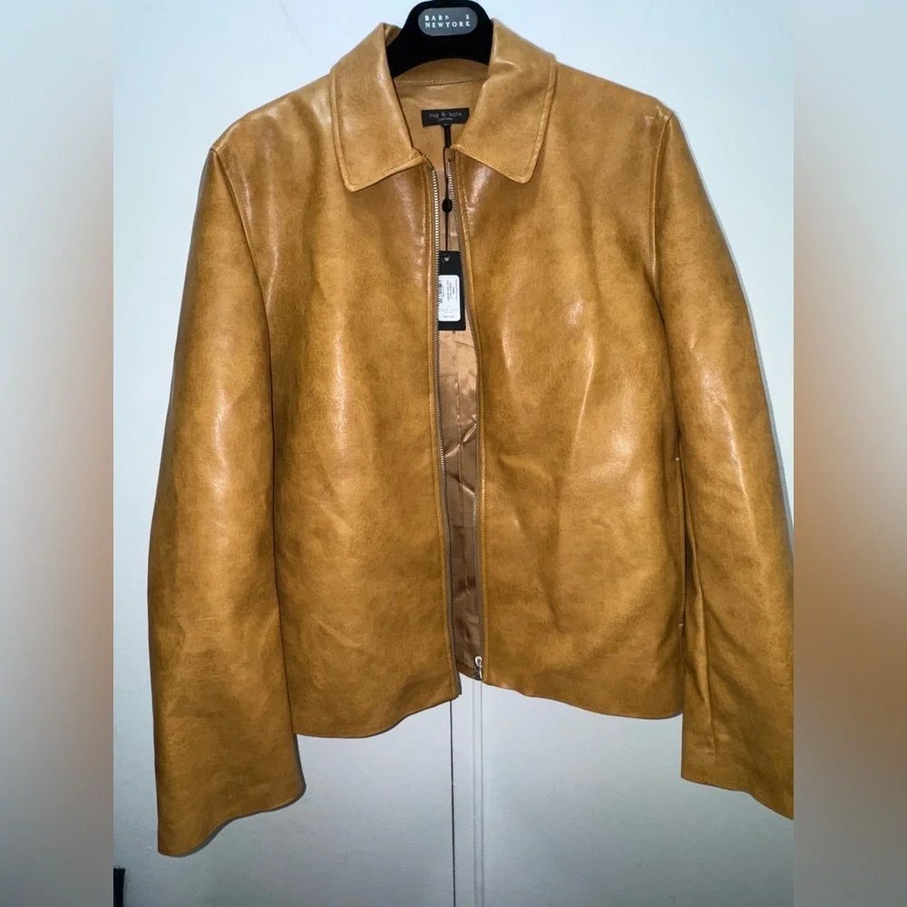 NWT $628 rag & bone Jordie Leather Jacket in Camel Large